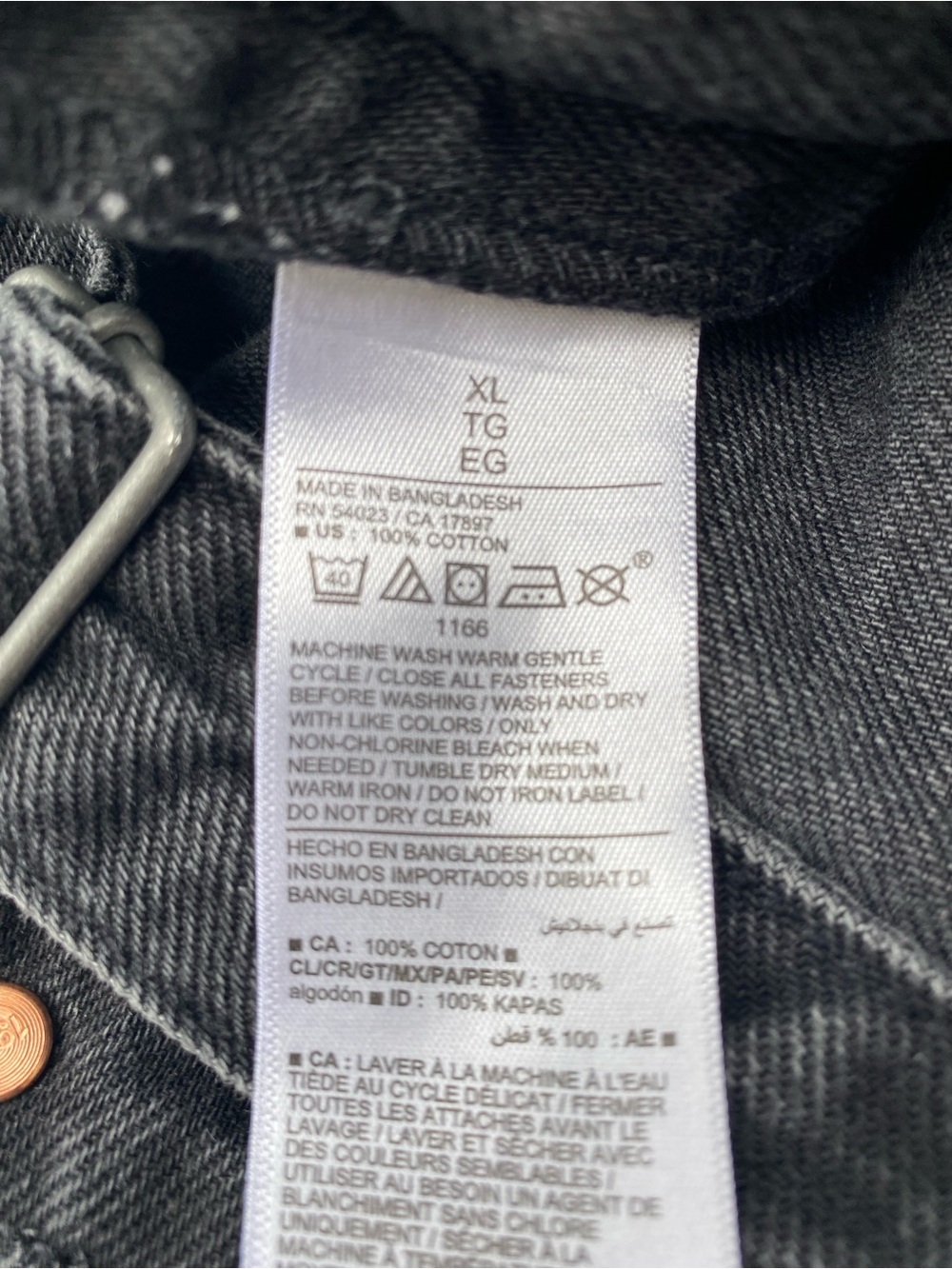 One of a kind upcycled black denim shortalls - Picture 11 of 13